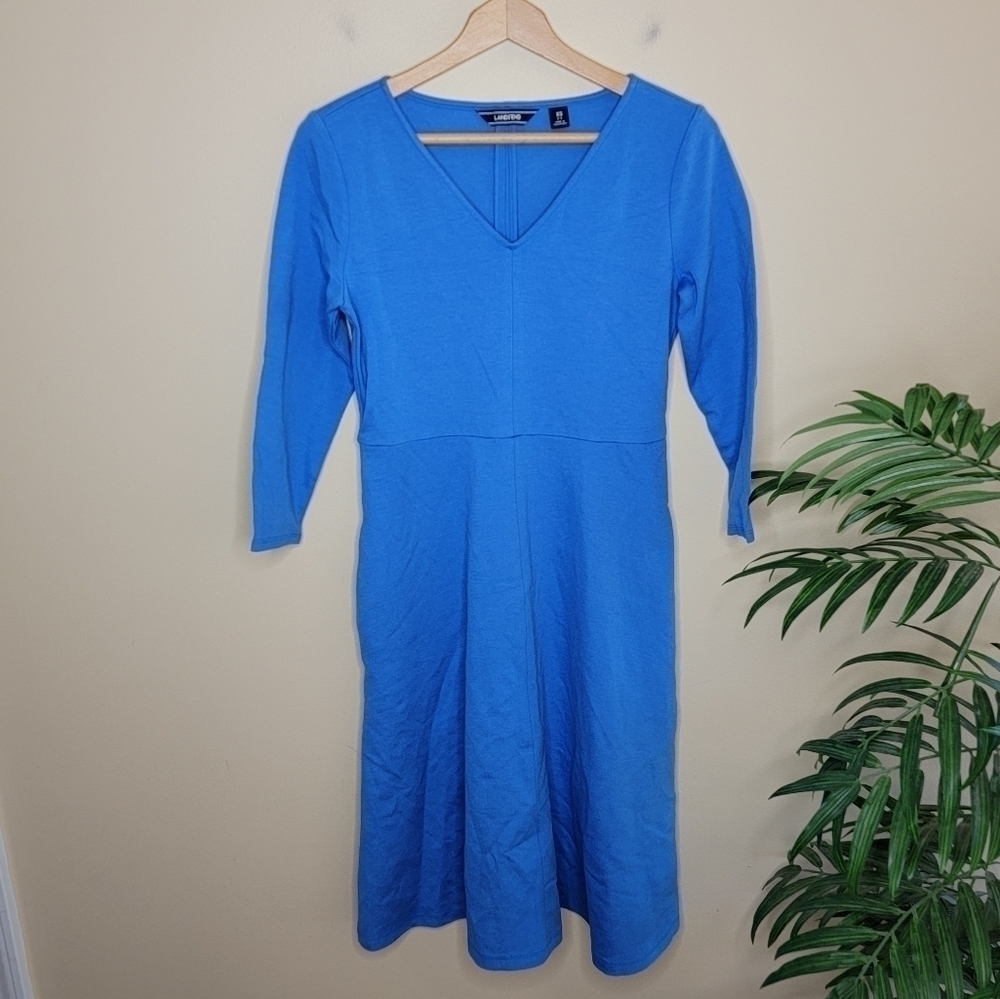 Lands' End Blue V-neck A-line Dress Size XS